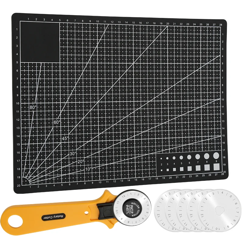

KAOBUY 7PCS Fabric Rotary Cutter Professional Tools With Safety Lock (45mm + 28mm) Cutting Mat For For Leather Fabrics