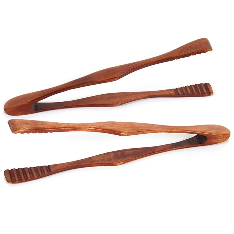

HOT Cooking Kitchen Tongs Food BBQ Tool Salad Bacon Steak Bread Cake Wooden Clip Home Kitchen Utensil 2Pcs
