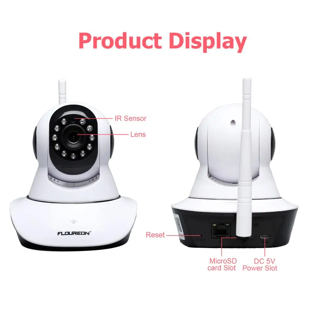 Floureon новая 720P беспроводная WiFi камера видеонаблюдения IP Двусторонняя аудио H.264