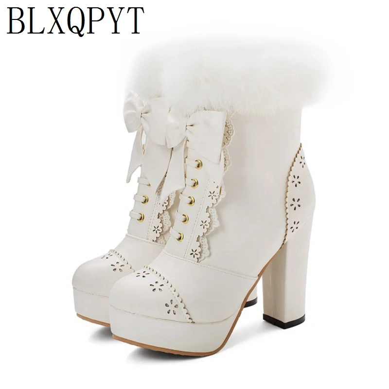 

BLXQPYT New Winter Warm women Boots 2019 Big Size 34-48 Knee High Boots Zip High Heels Long Platform Knight shoes woman 8759