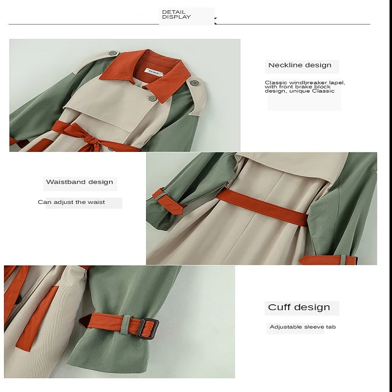

Windbreaker 2020 New Suit Version Mid-Length Double-Breasted Popular High-End British Style Korean Loose Color Matching Jacket