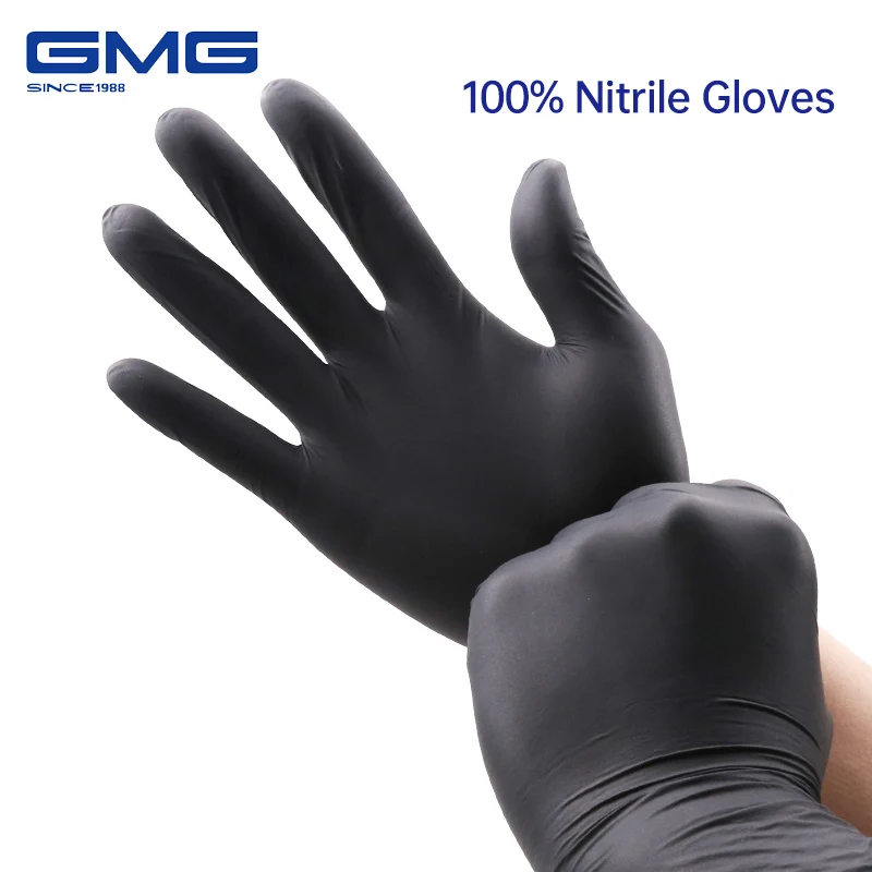 

Nitrile Gloves Black 100pcs Food Grade Waterproof Allergy Free Disposable Work Safety Gloves 100% Nitrile Gloves Mechanic Glove
