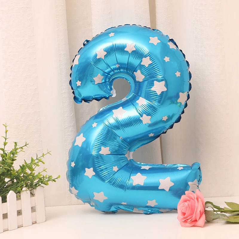 

8 16 32 inch blue pink number foil balloons wedding event christmas halloween festival birthday party B10-30