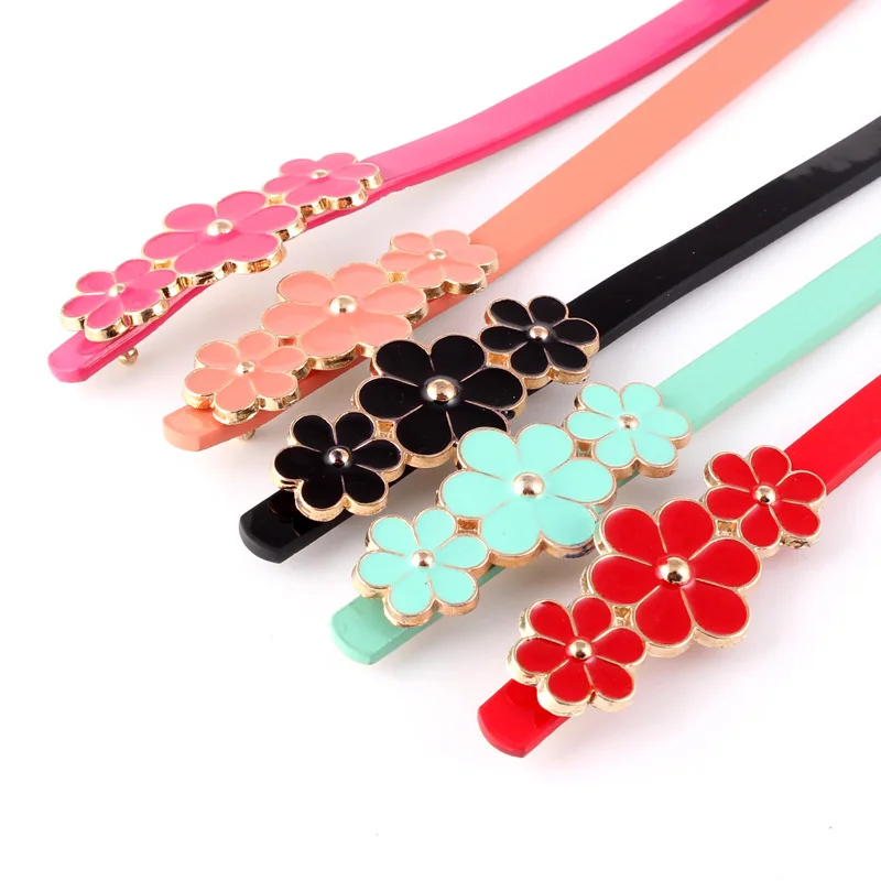 Женский красный кожаный ремень конфетного цвета 3 пояса с цветочной пряжкой для