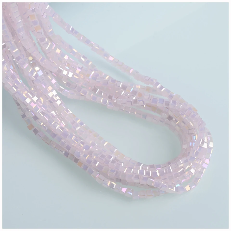 AB цветные кубические бусины 2 мм граненые стеклянные квадратной формы для ручной