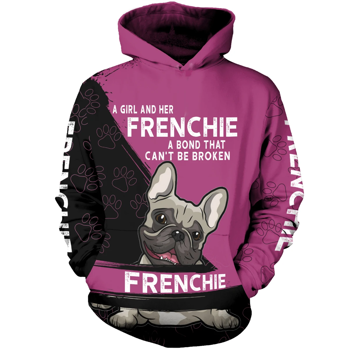 

Animal Frenchie Dog-paw 3D Full Printing Hoodie Men/women Hipster Streetwear Outfit Spring Girls Hiphop Hoody Sweatshirts Tops