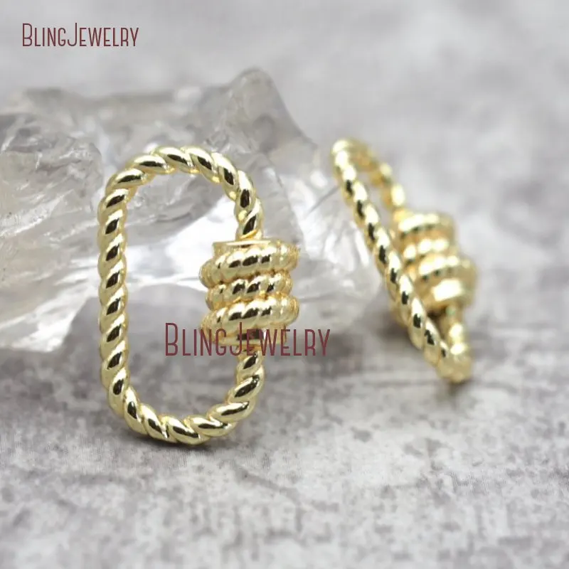 14k позолоченный овальной формы винтовой застежкой витой замок карабинный