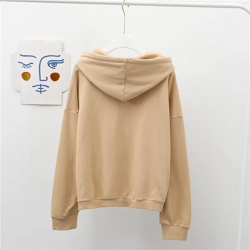 

Yzeqi Simple Hoodies Women Pullover Sweatshit Student Loose Sportwear Female Thin Coat Woman Loose Top For Winter Sweatshirts