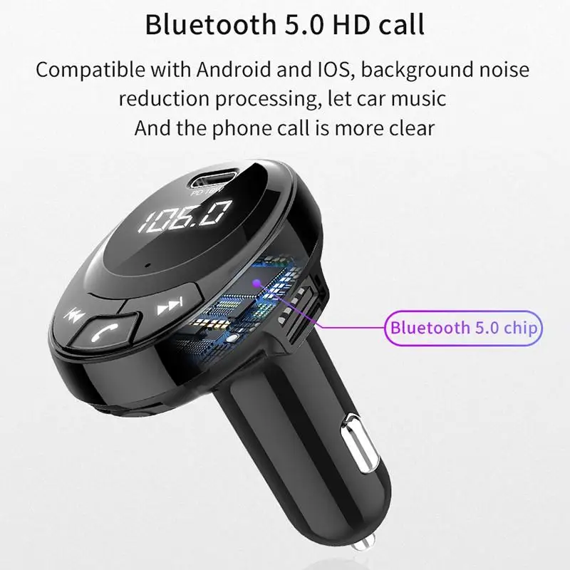 Автомобильный fm-передатчик с Bluetooth 5 0 fm-модулятор аудио mp3-плеер 3 режимами