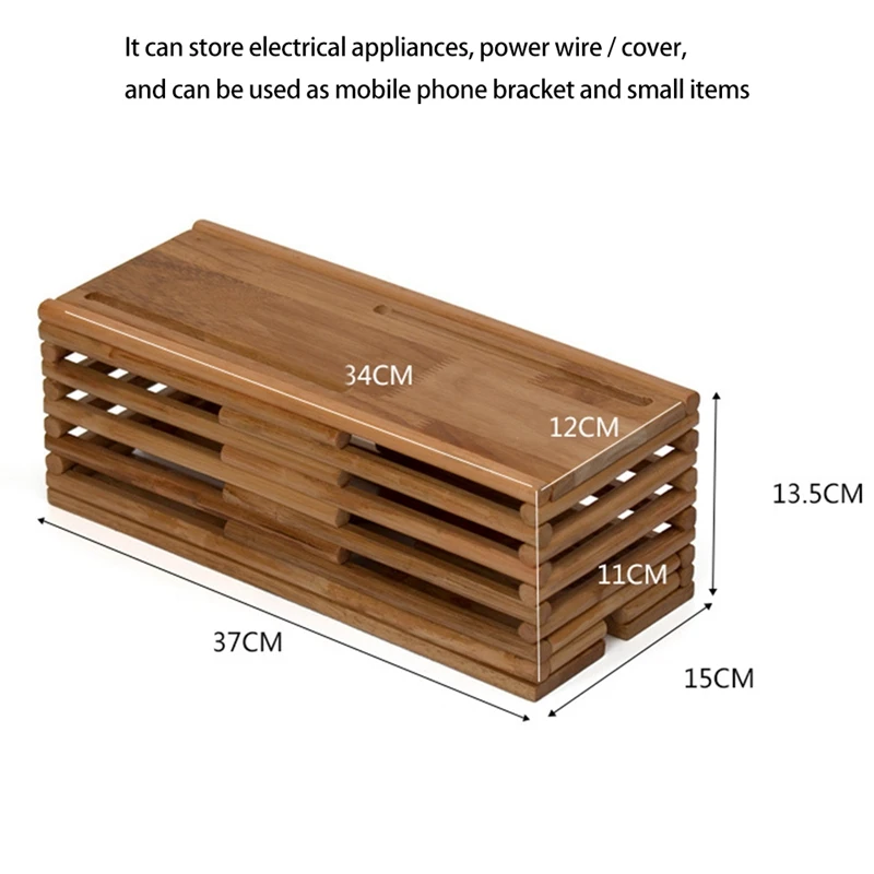 Дешево Деревянная коробка для хранения зарядного кабеля, шнур питания, полоса питания, коробки, аккуратный стол, органайзер для детей, домашние Дом...