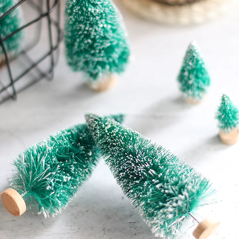 BAIUFOR 8pcs Mini DIY Christmas Tree Fake Pine Sisal Bottle Brush Santa Snow Frost Village House | Дом и сад