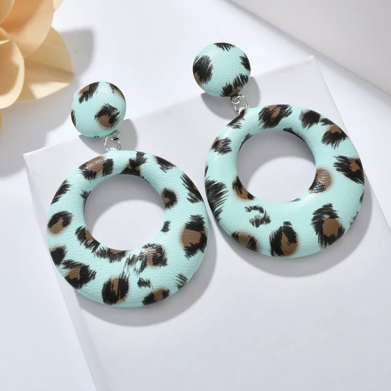 

2021 Jewelry Gifts Women New Creative PU Leather Geoemtry Dangle Earrings