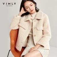 vimly faux fur coat for women autumn winter elegant lapel single breasted thick solid female thick outwear 30126