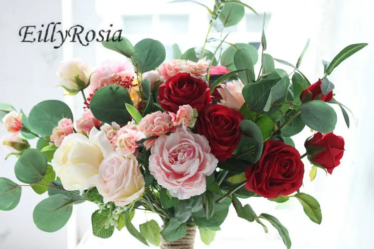 Букет невесты на свадьбу букет из красных роз Розовый пион зеленый лист