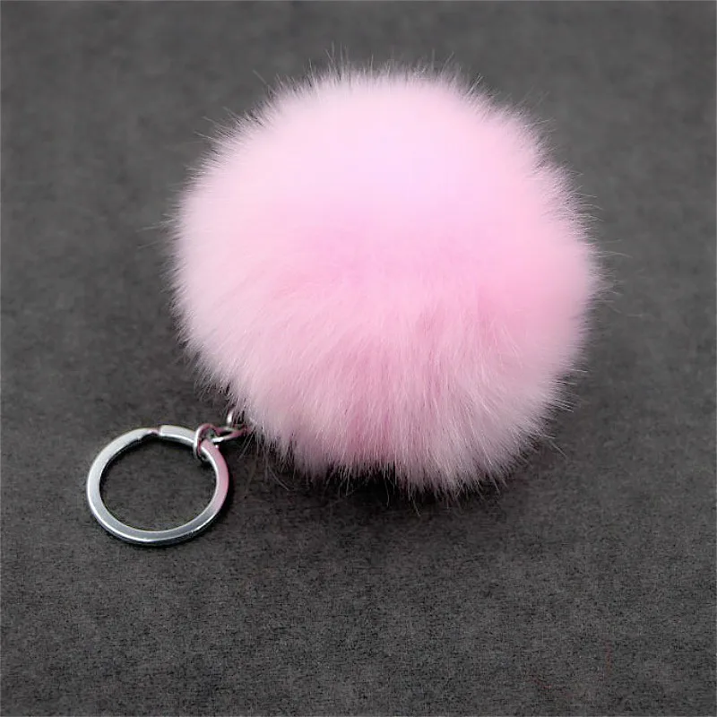 Лидер продаж пушистые шарики из кроличьего меха 8 см 29 цветов брелок черного