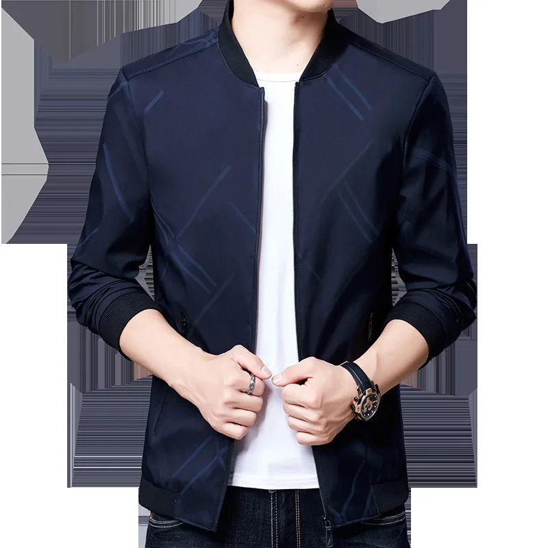 

Jacket trend casual men's stand collar middle-aged thin top business casual coat men's 2020 spring and autumn men's wear