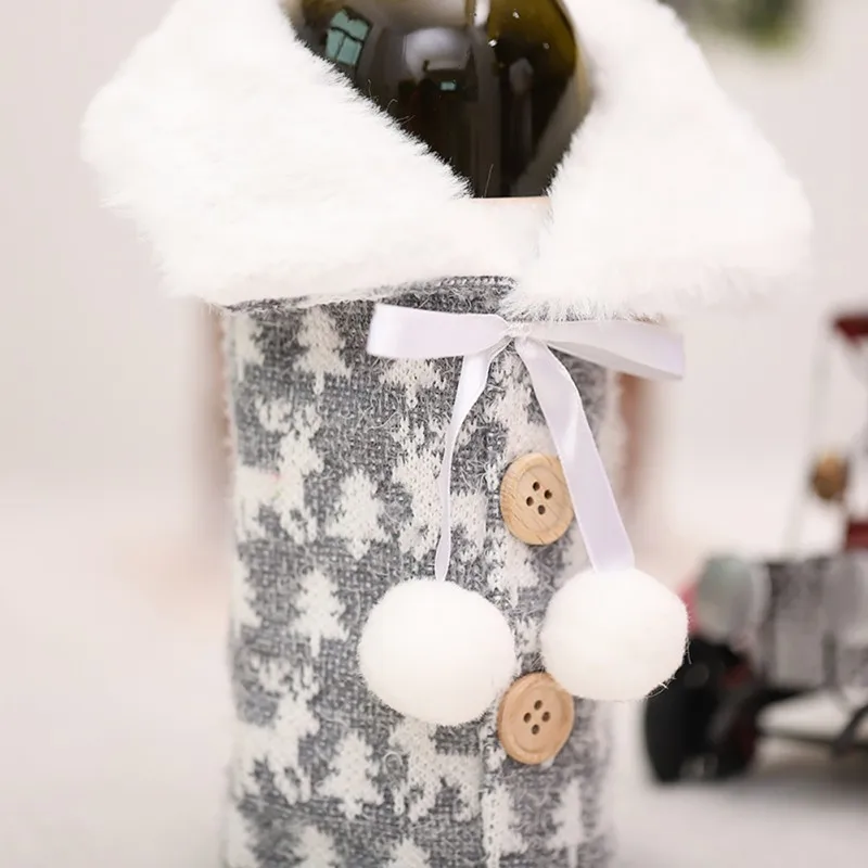 Рождественская плюшевая крышка для винной бутылки рождественские Винные сумки