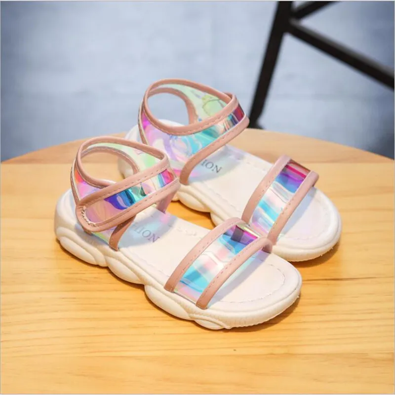 Сандалии для девочек простые эластичные легкие пляжные туфли подростков Детские