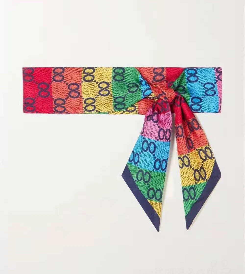 

Small Silk Scarf For Women designer brand Print Handle Bag Ribbons Brand Fashion Head Scarf Small Long Skinny Scarves Wholesale