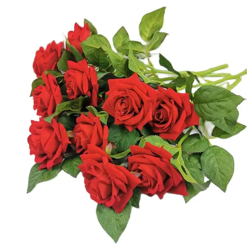 

10Pcs Fake Short Stem Rose (2 Heads/Piece) 15" Length Simulation Curling Roses Pink/Red Color for Wedding Centerpiece
