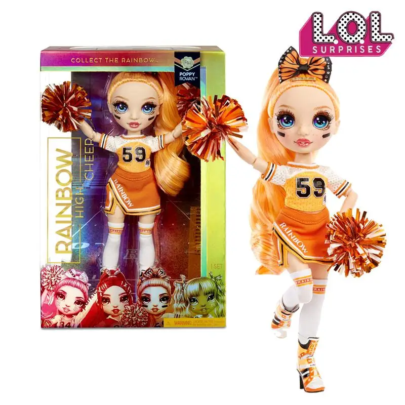 

MGA 28Cm Rainbow High Cheer Poppy Rowan Orange Fashion Doll with Cheerleader Doll Outfits and Accessories Toys Gift for Girls
