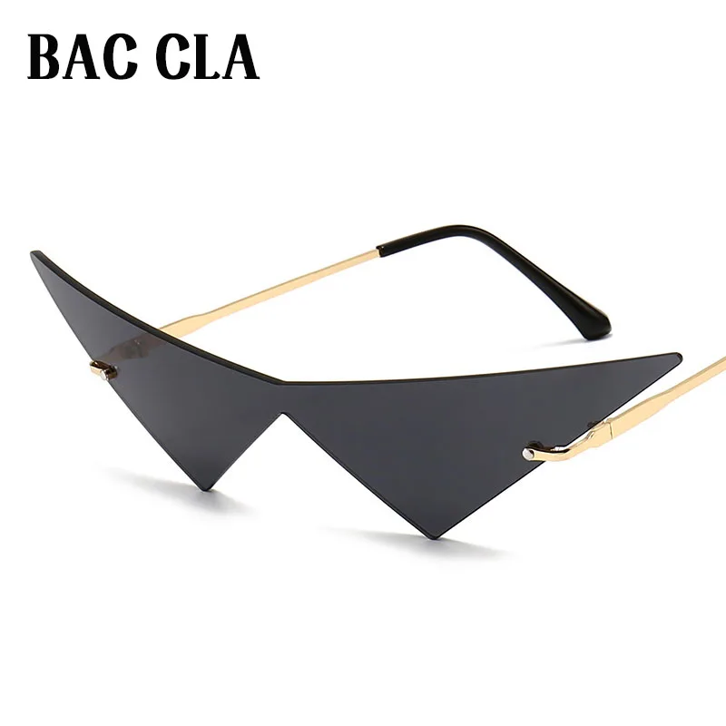 

BAC CLA Vintage Sunglasses Women Rimless Big Metal Gold Male One Piece Female Sun Glasses Cat Eye Green Purple 2021 Summer Party