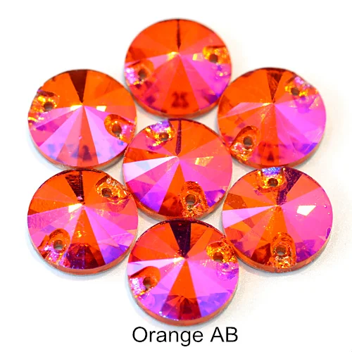 Orange AB Красочные стразы круглые пришивные стразы с плоской задней стороной круглый стакан Rivoli стразы Украшения для свадебного платья E7050 - Цвет: Orange AB