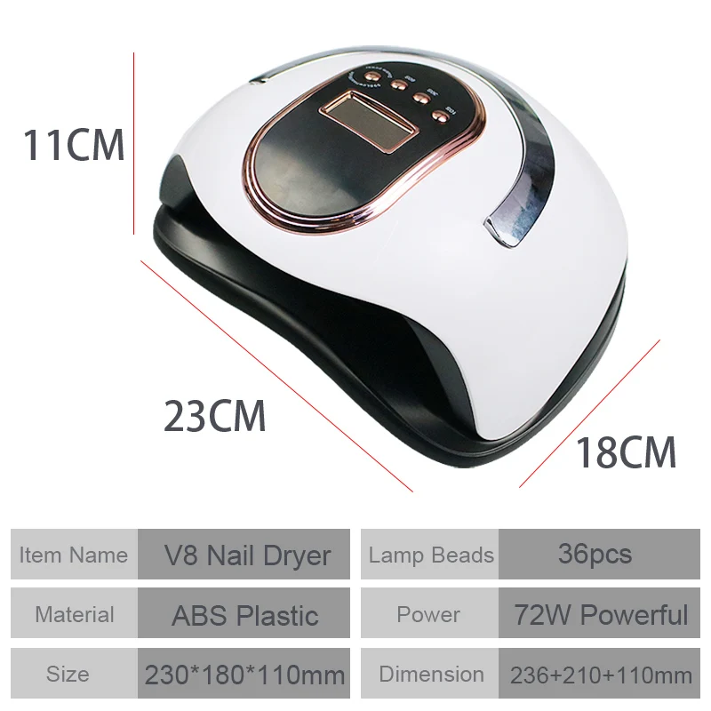 

72W Nail lamp for Manicure 36LEDs Fast Drying Nail Dryer With Samrt Auto Sensor Curing All Gels Salon Use Nail Art Equipment