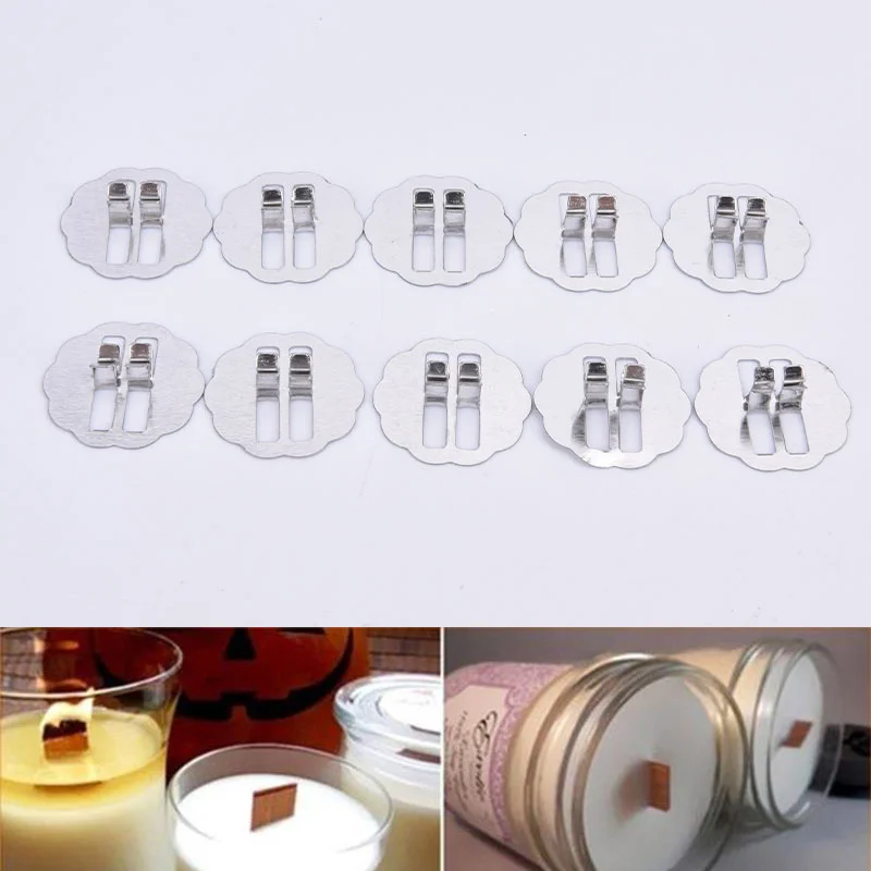 

10pcs Wood Candle Wicks Base Clip Iron Candles Making DIY for wicks Holder 100% brand new and high quality