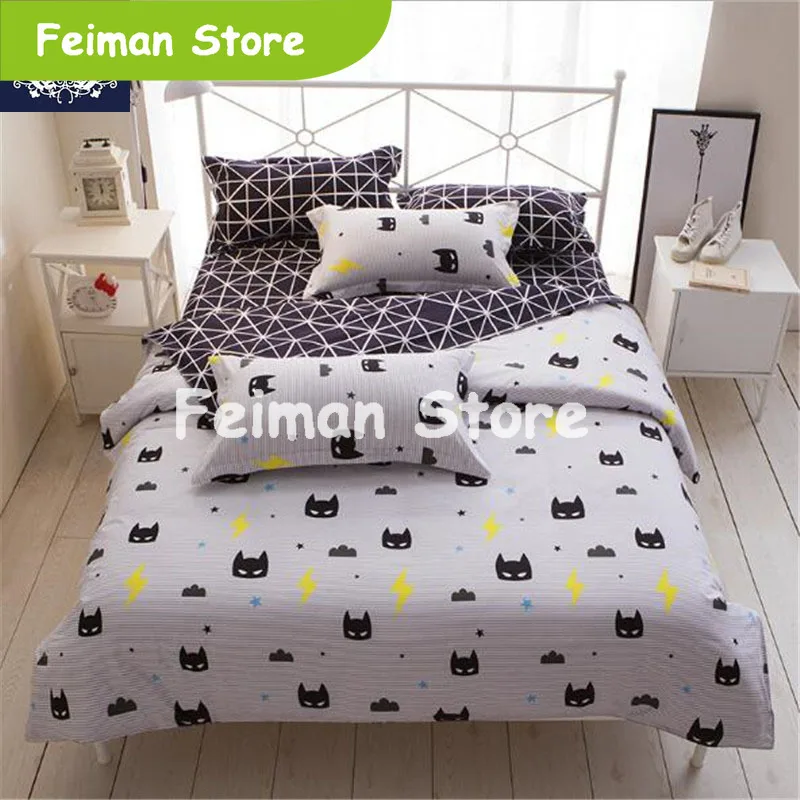 Бэтмен Маска принт постельных принадлежностей мультфильм стиль белый цвет дети