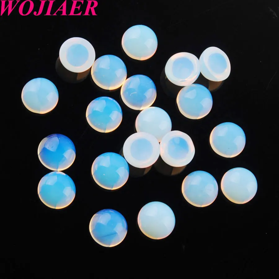 

WOJIAER White Opal 6mm Loose Stone Cabochon Beads Natural Stones Healing Bead Fit for Women Men DIY Handmade Jewelry PU8185