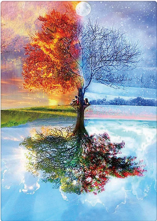 Картина из квадратных страз 5D сделай сам вышивка крестиком дерево четырех