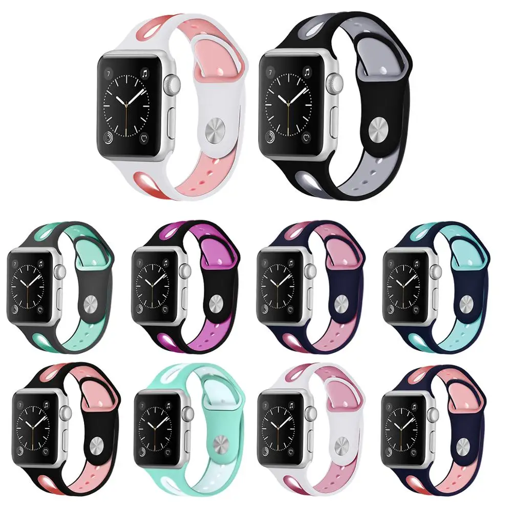 Силиконовый спортивный ремешок для Apple Watch 5 4 3 2 1 42 мм 38 мм резиновый ремешок для часов для Iwatch 5 4 3 40 мм 44 мм