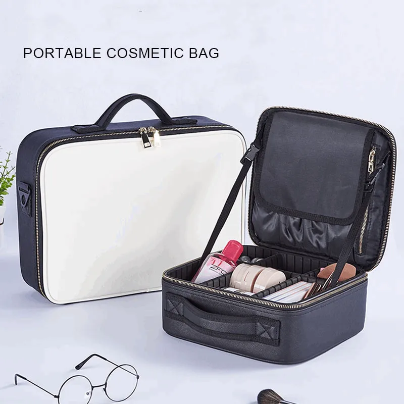 

PU Leather Professional Empty Makeup Organizer Bolso Mujer Cosmetic Case Travel Storage Bag Suitcases Dropshipping Fornecedores