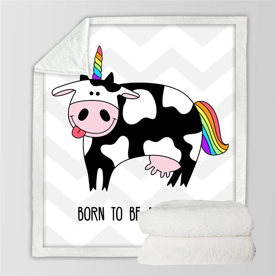 BeddingOutlet Pink Cow Sherpa Fleece Blanket Milk Cartoon Throw Cute Farm Animal Blanket Unicorn Cow Plush Blanket for Bed Couch