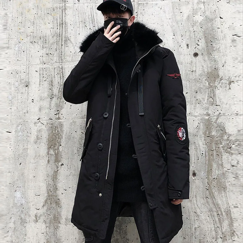 April MOMO Fashion Winter New Fur Jacket Men Warm Coat Fashion Casual Parka Medium-Long Thicken Cotton Coats Hip Hop Jacket