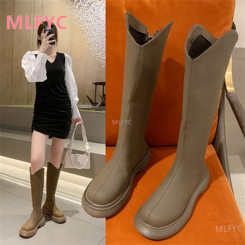 Женские высокие ботинки новинка 2021 красивые красные на толстой подошве с