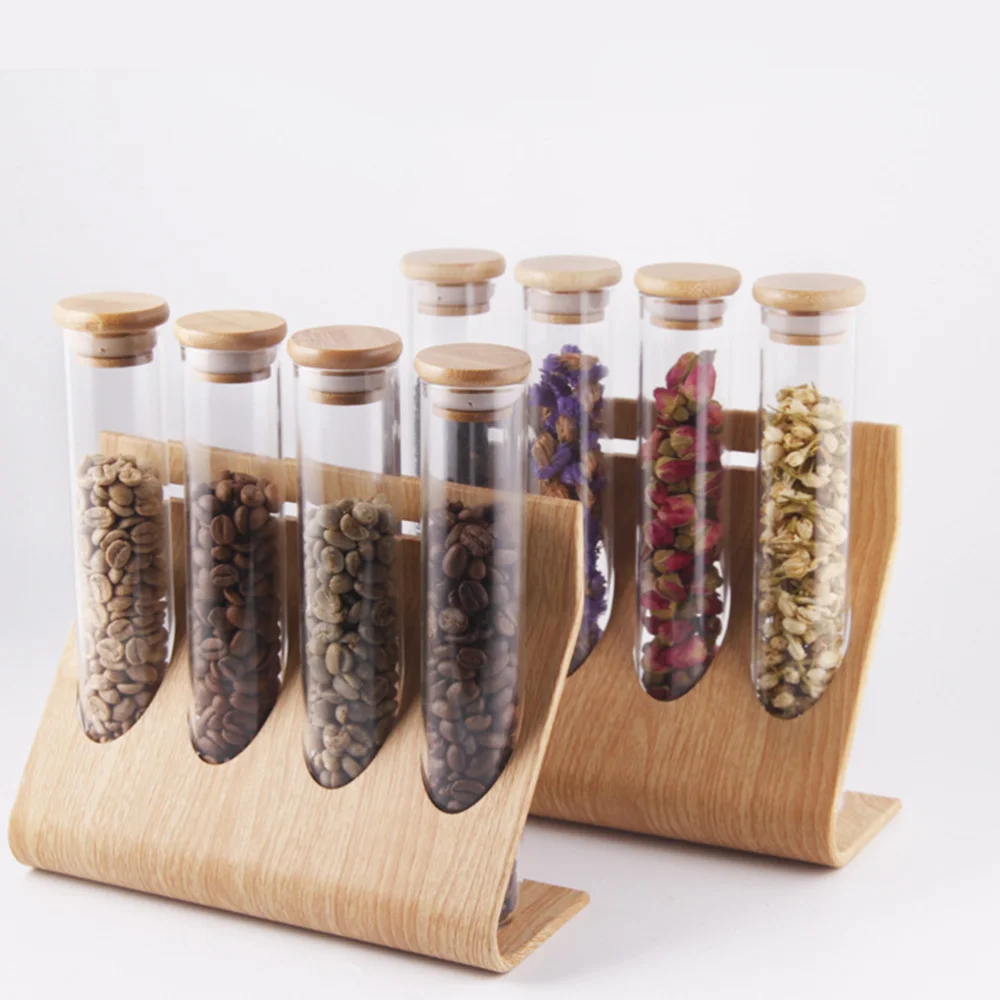 

1 Set Coffee Beans Tea Display Rack Storage Rack Test Tube Clear Glass Bottle