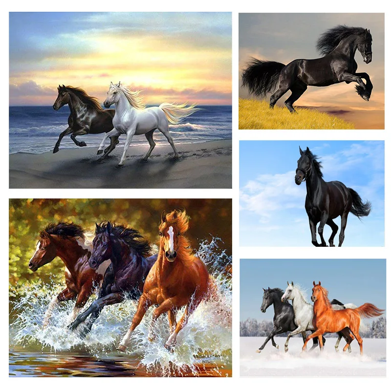 

Беговая лошадь, алмазная картина, вышивка крестиком, полностью квадратная Алмазная вышивка, животные, 5D, сделай сам, мозаика, стразы, куб, укр...