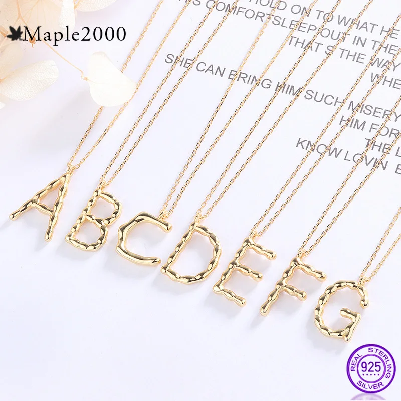 Женское романтическое ожерелье 925 пробы длинная цепочка с буквами алфавита