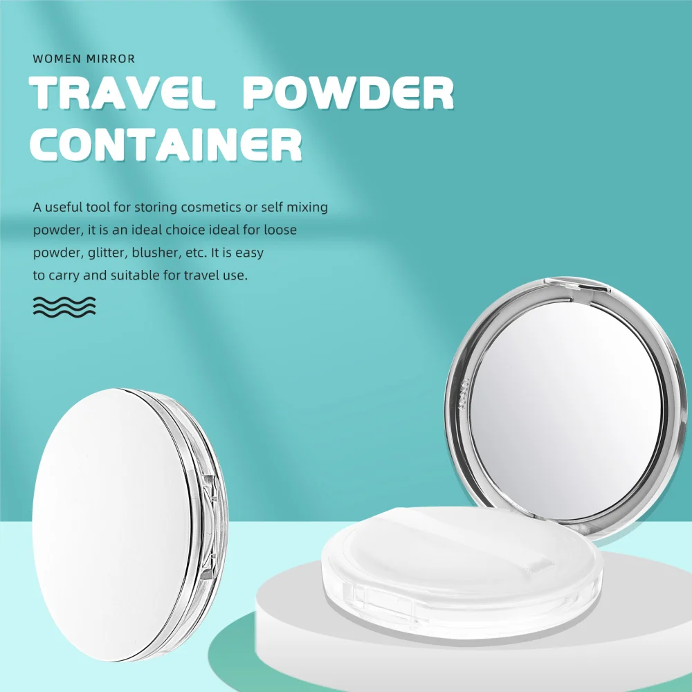 

2pcs Plastic Empty Makeup Loose Powder Container Foundation Box with 2pcs Puffs