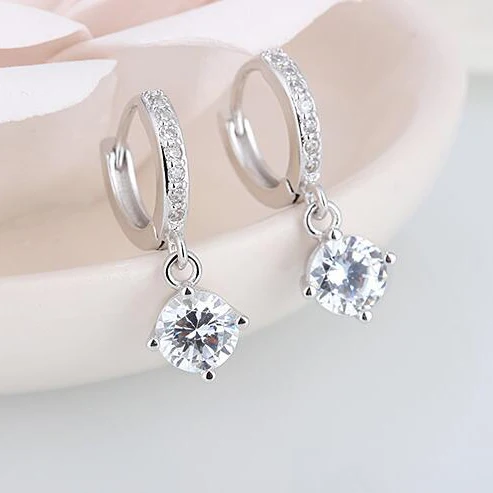 Lekani, круглые серьги-капли с кристаллами Swarovski для женщин, хорошее ювелирное изделие, прозрачные стразы, классические простые аксессуары