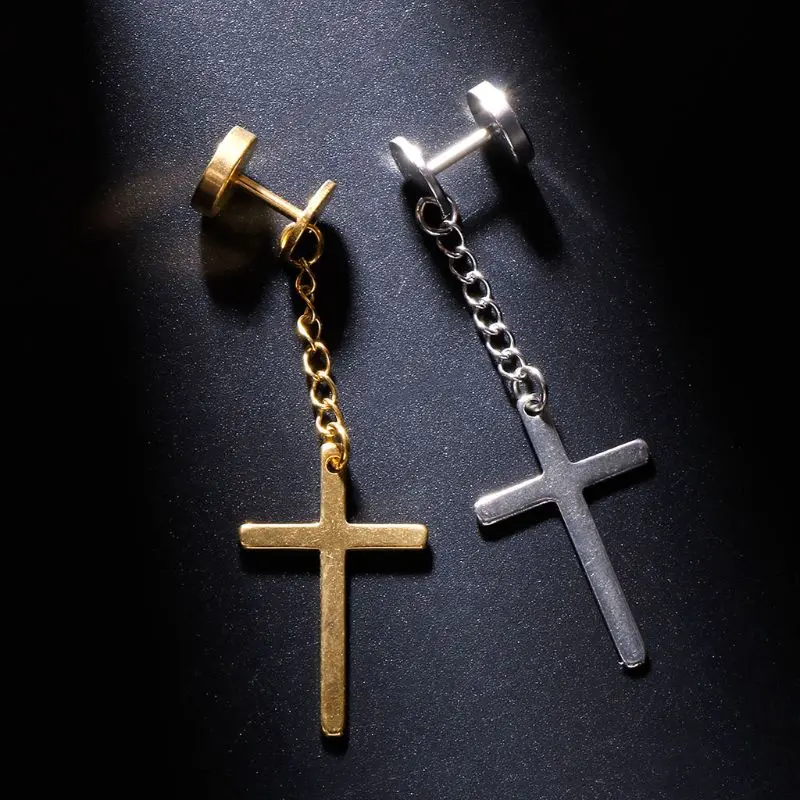 Серьги-подвески унисекс 1 шт. длинные серьги-подвески из титановой стали и золота