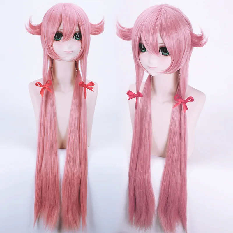 

Аниме 100 см дневник будущего Mirai Nikki Yuno Gasai длинные персиковые розовые термостойкие волосы косплей костюм парик + парик Кепка
