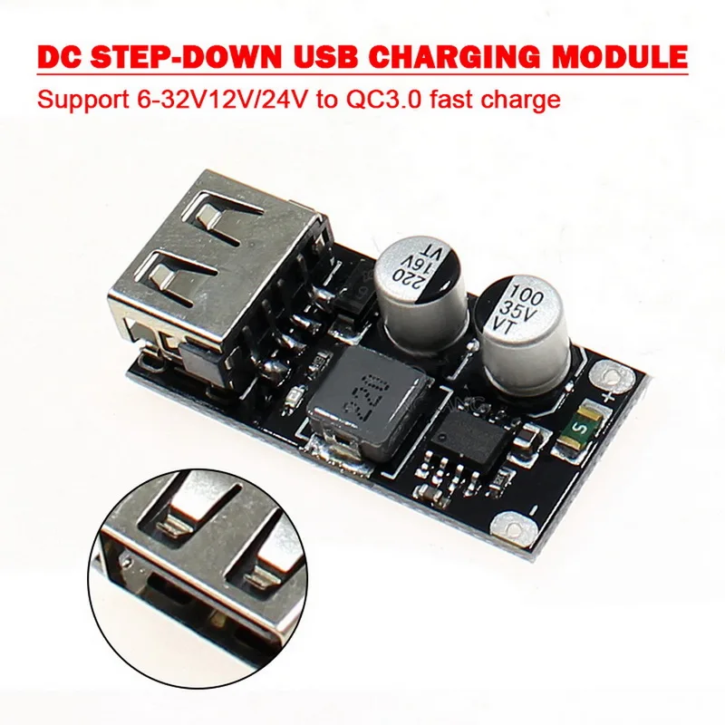 

5PCS QC3.0 QC2.0 USB DC-DC Buck Converter Charging Module 6-32V 9V 12V 24V to Fast Quick Charger Circuit Board 5V 12V Step down