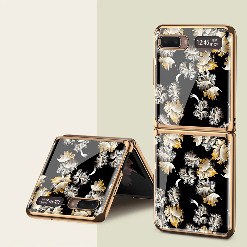 

Luxury Electroplating Hard Phone Case for Samsung Galaxy Z Flip Zflip 4G 5G Protective Cover Shell Original Tempered Glass Case