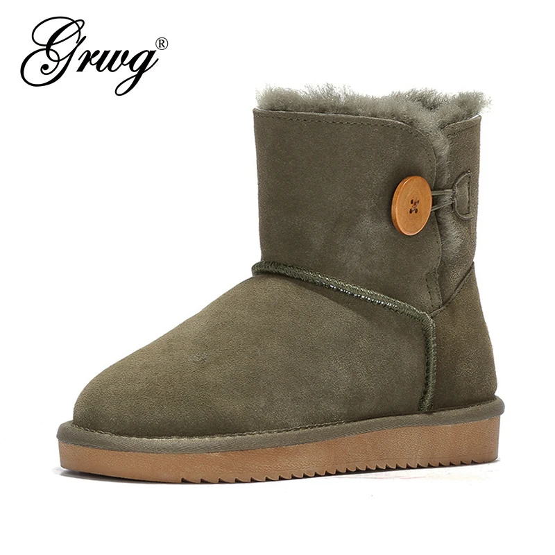 Новинка 2020 брендовые зимние ботинки GRWG из натуральной кожи на 100% шерсти для
