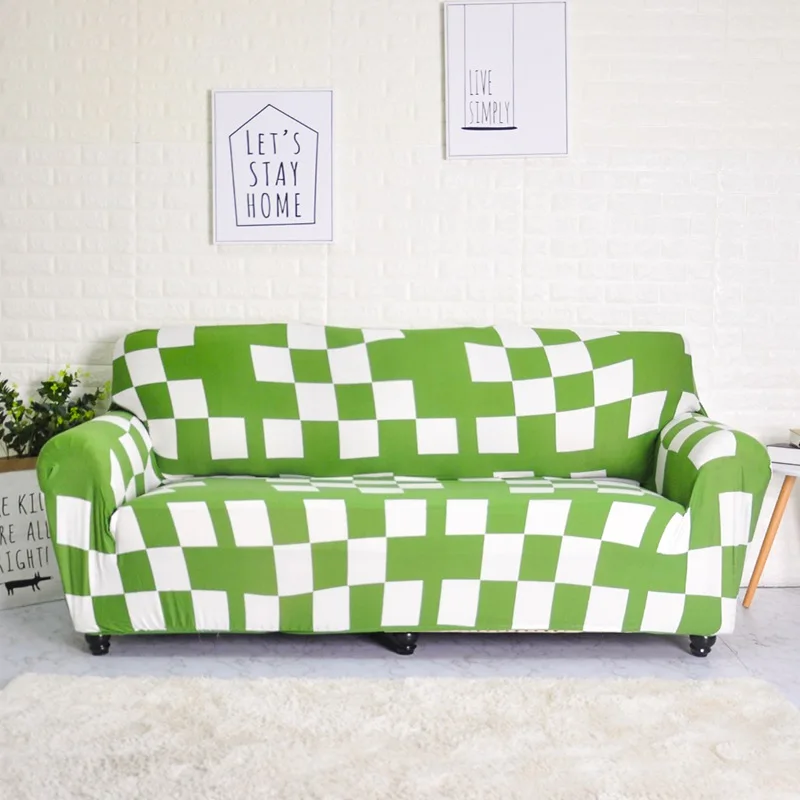 Green Plaid Чехол для дивана эластичный для гостиной эластичное кресло чехол с рисунком 1/2/3/4 места - Цвет: Green Plaid