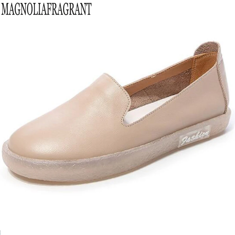 

Туфли женские кожаные на плоской подошве, повседневные лоферы, без застежки, мягкая подошва, удобная обувь для мам, y984, осень