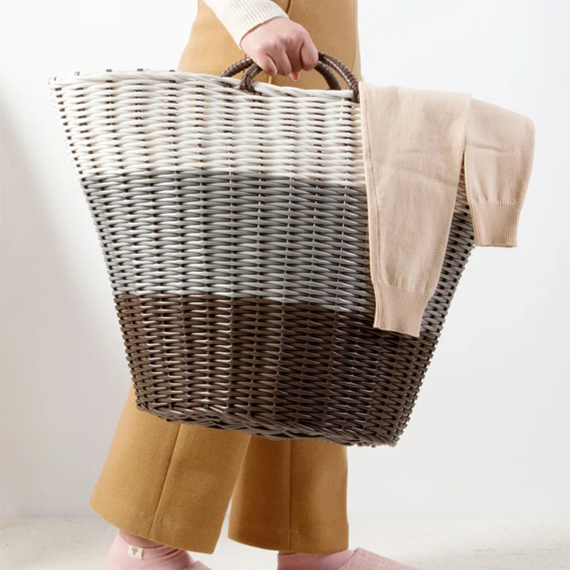 Пластиковая ротанговая большая корзина для хранения белья детская игрушка